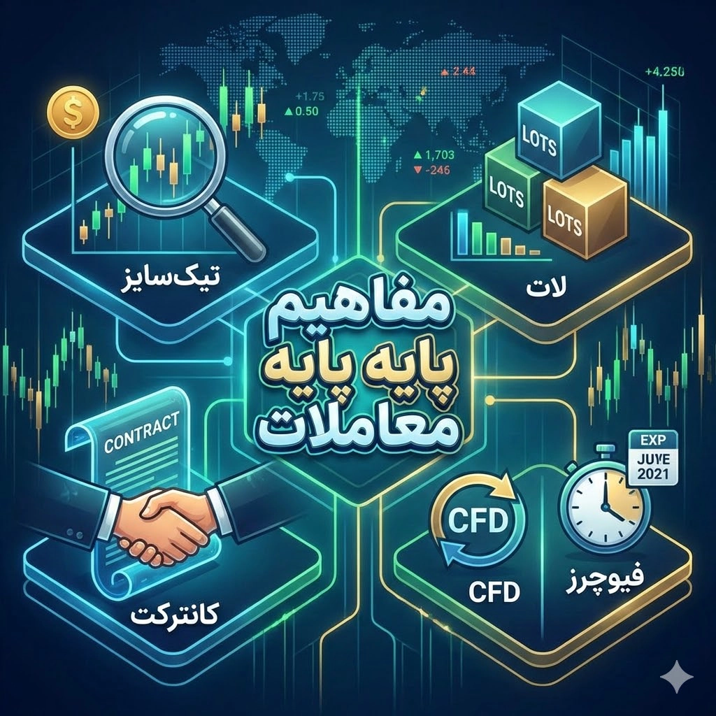 مفاهیم پایه معاملات: تیک‌سایز، لات، کانترکت و تفاوت CFD با فیوچرز در بازارهای جهانی